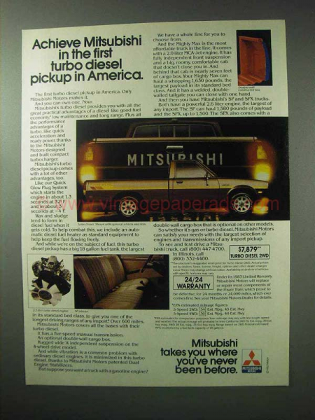 1983 Mitsubishi Turbo Diesel Pickup Truck Ad