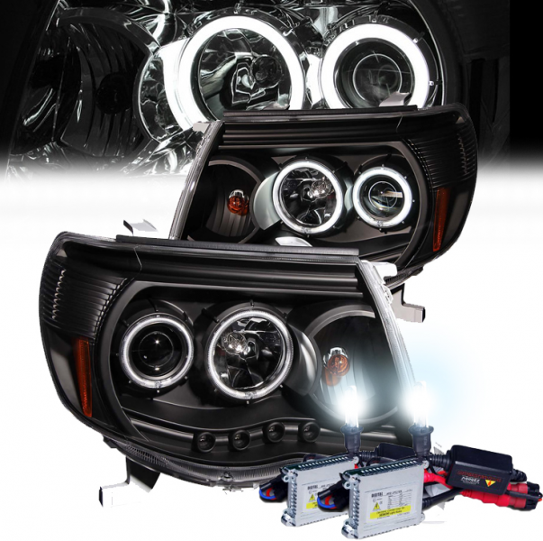 ... 05-10 Toyota Tacoma Pickup CCFL Halo Euro Projector Headlights - Black