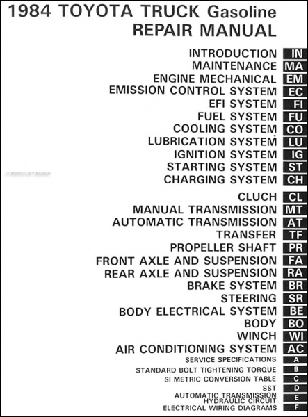 1984 Toyota Pickup Truck Repair Shop Manual Original Gasoline