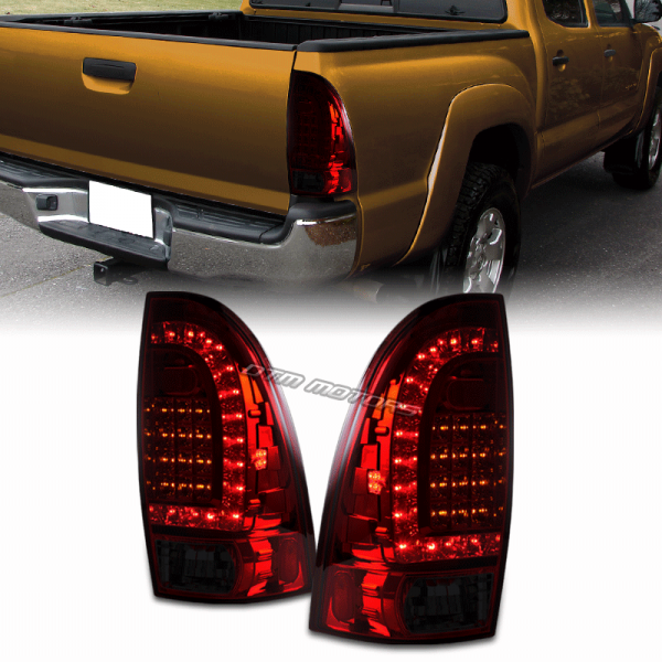 ... 2007 2008 Toyota Tacoma Red Smoked Lens LED Tail Light Brake Lamps