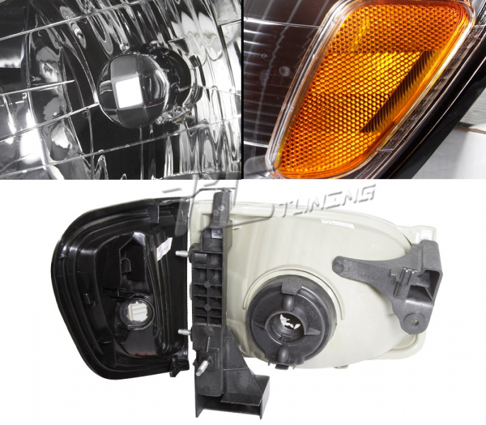 Details about 2001-2004 TOYOTA TACOMA SR5 BLACK HEADLIGHTS LEFT+RIGHT ...