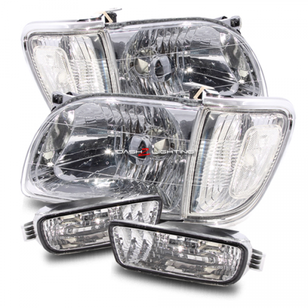 01-04 Toyota Tacoma JDM style LED DRL Crystal Headlights - Black