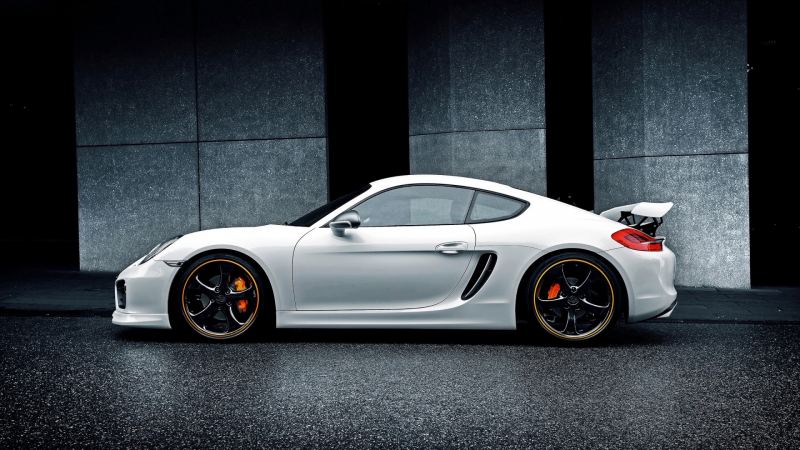 2014 White Techart Porsche Cayman Wallpaper