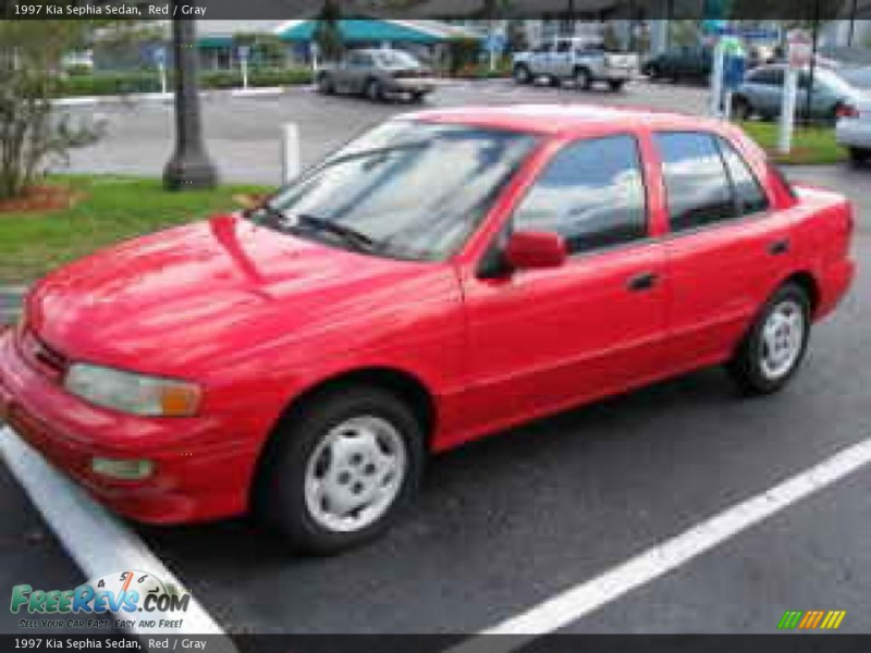1997 Kia Sephia Sedan, Red / Gray