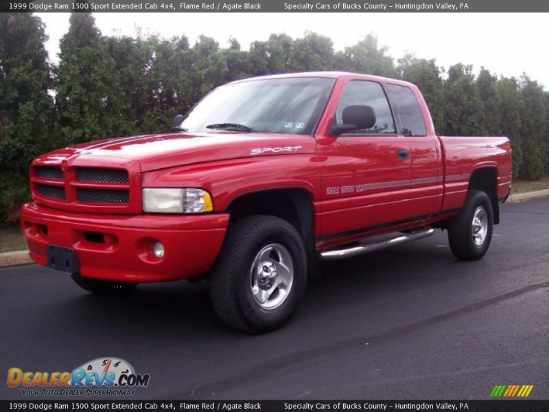 1999 Dodge Ram 1500 Sport Extended Cab 4x4 Flame Red / Agate Black ...