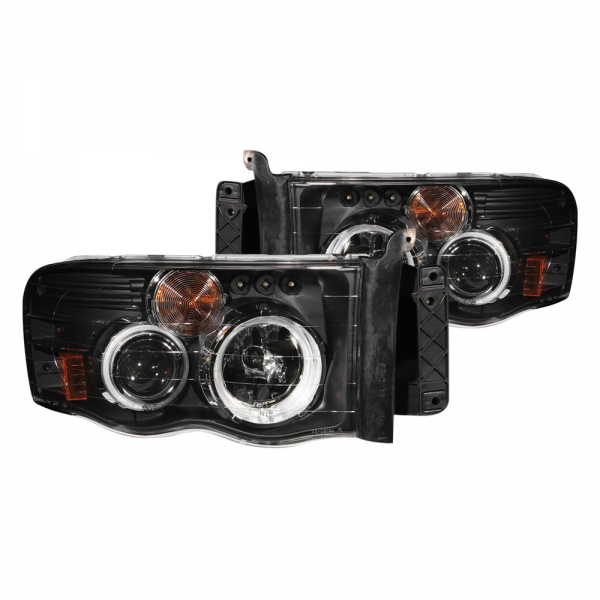 Anzo® - Black Halo Projector Headlights with LEDs and Amber Reflector ...