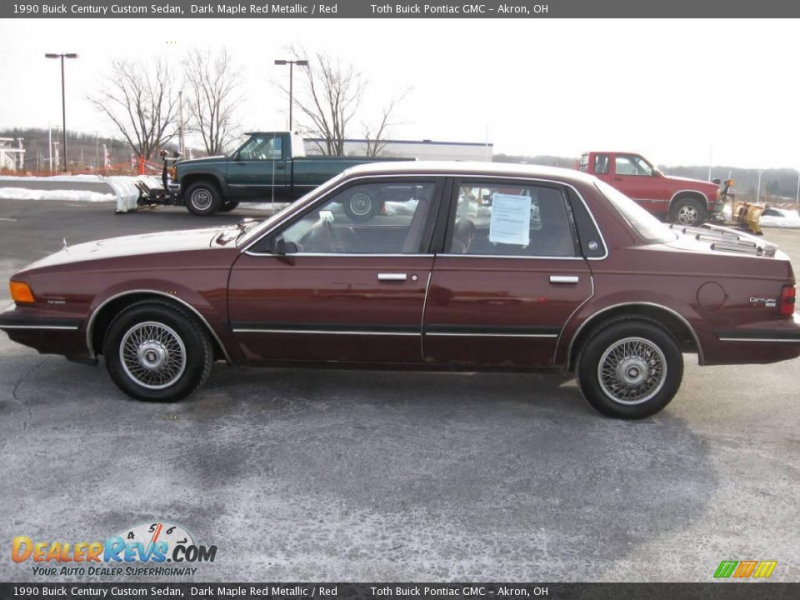 1990 Buick Century Custom Sedan Dark Maple Red Metallic / Red Photo #5