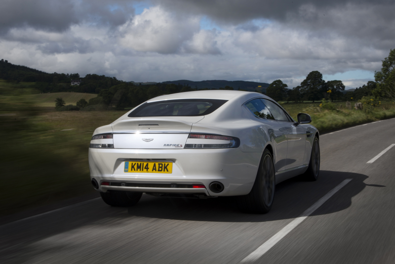2015 Aston Martin Rapide S rear three quarter in motion
