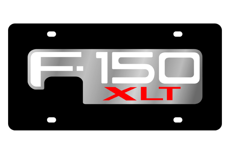 ... Silver Ford F-150 XLT Logo on Black Lazertag Series License Plate