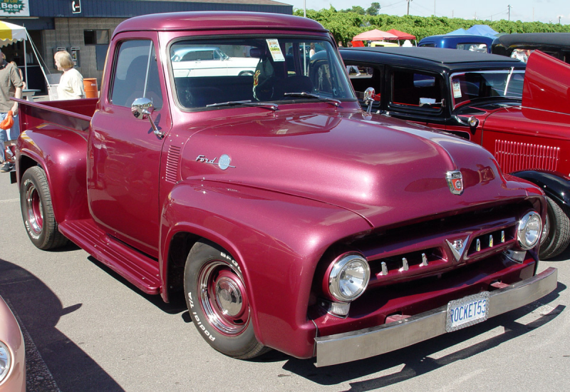 1953 Ford F100 Pickup - Maroon - Front Angle