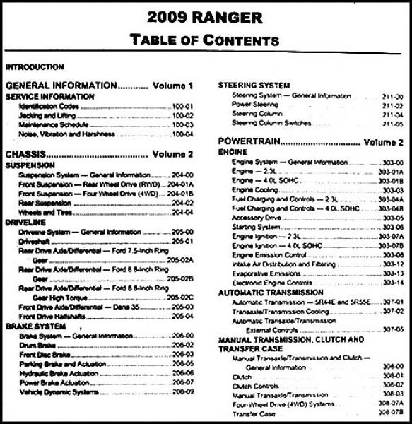2009 Ford Ranger Repair Shop Manual Original 2 Volume Set