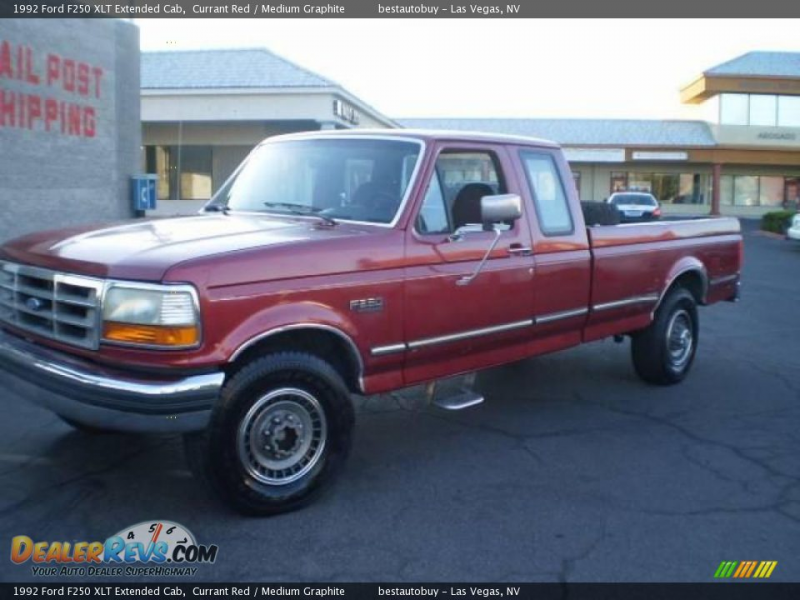 1992 Ford F250 XLT Extended Cab Currant Red / Medium Graphite Photo #1