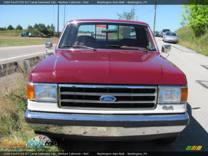 1990 Ford F150 XLT Lariat Extended Cab Medium Cabernet / Red Photo #9