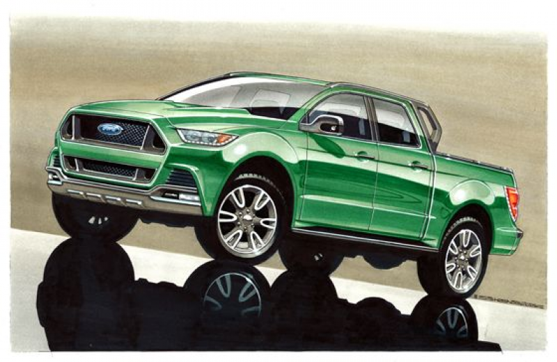 ... depicts the potential look of a new Ford Ranger. (Credit: Cars.com
