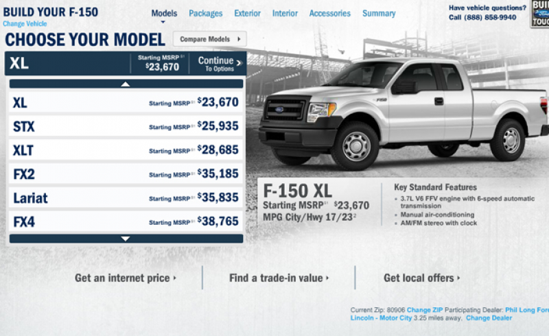 pricing for the ford f 150 pickup truck is now available through the ...