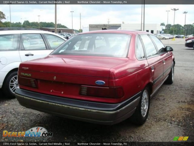 1991 Ford Taurus GL Sedan Currant Red Metallic / Red Photo #2