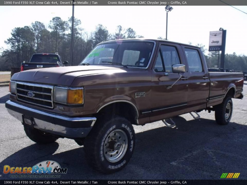 1990 Ford F350 XLT Crew Cab 4x4 Desert Tan Metallic / Tan Photo #4