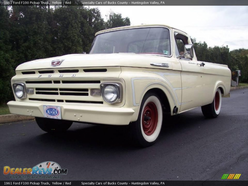 1961 Ford F100 Pickup Truck Yellow / Red Photo #4