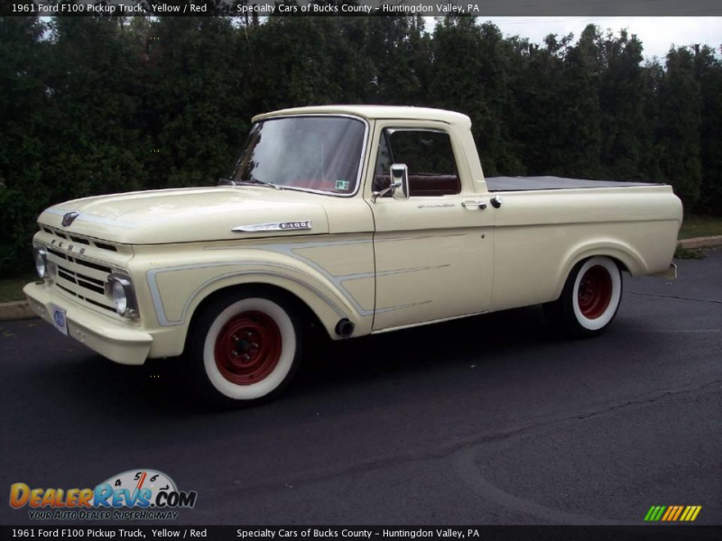 1961 Ford F100 Pickup Truck Yellow / Red Photo #2