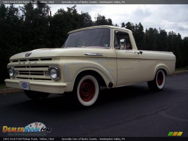 1961 Ford F100 Pickup Truck Yellow / Red Photo #3