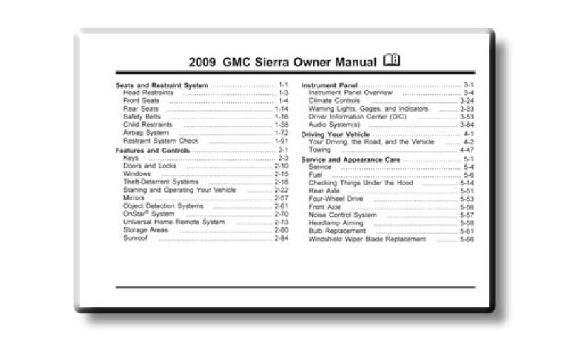 automotive gmc 2009 Sierra owners manual
