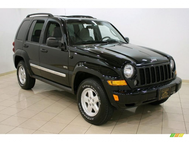 Black Clearcoat 2006 Jeep Liberty Sport with Medium Slate Gray seats