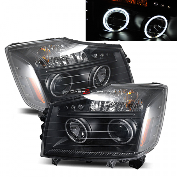 08-10 Nissan Titan CCFL Halo LED Projector Headlights - Black :: Titan ...