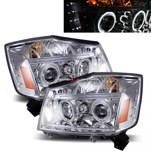 -10 Nissan Titan CCFL Halo LED Projector Headlights - Chrome :: Titan ...