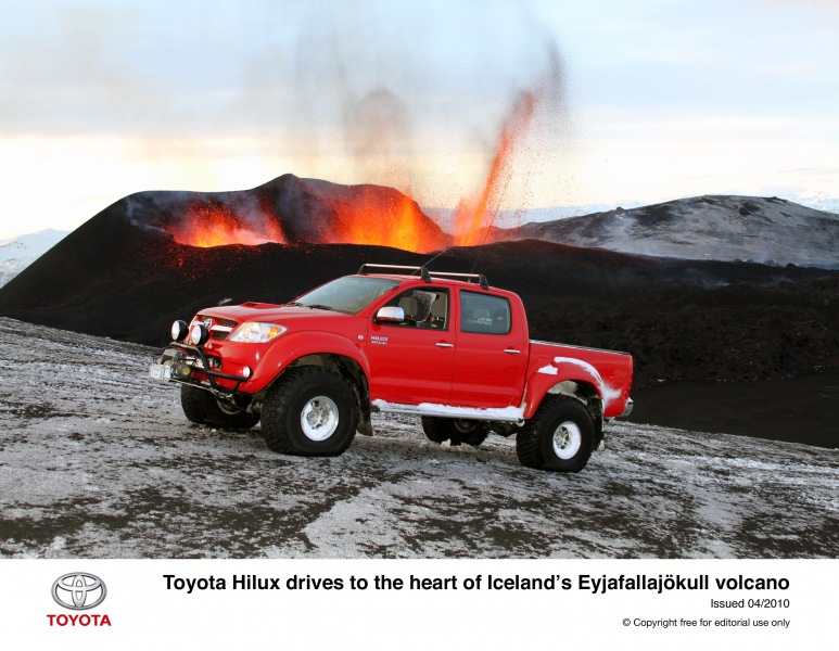 Top Gear with Toyota Hilux near Volcano