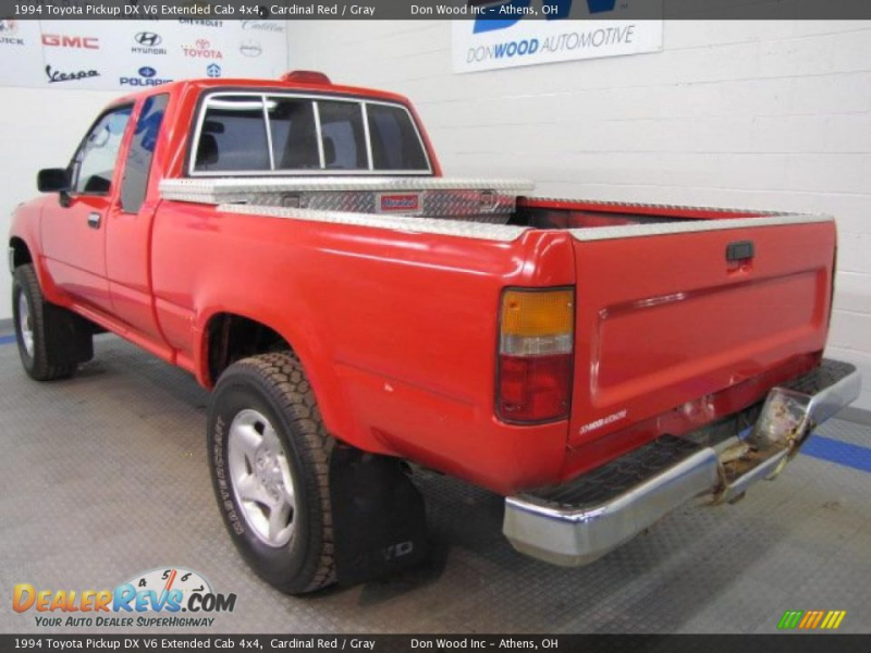 1994 Toyota Pickup DX V6 Extended Cab 4x4 Cardinal Red / Gray Photo #3