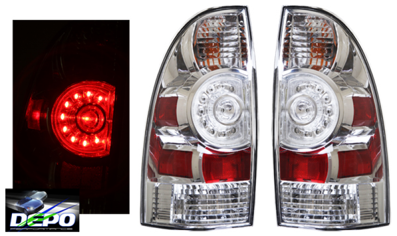 ... about 2009-2012 Toyota Tacoma Truck LED Rear Tail Lights Chrome DEPO
