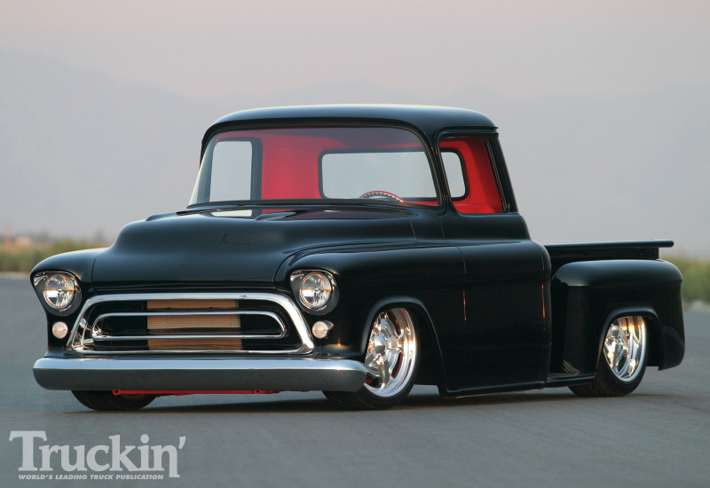 1957 Chevy Stepside Pickup Left Front Angle