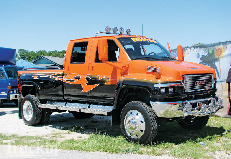 black and orange Hooters GMC pick up Truck